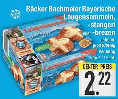Bäcker Bachmeier Bayerische Laugensemmern, -stangerl oder -brezen gefroren