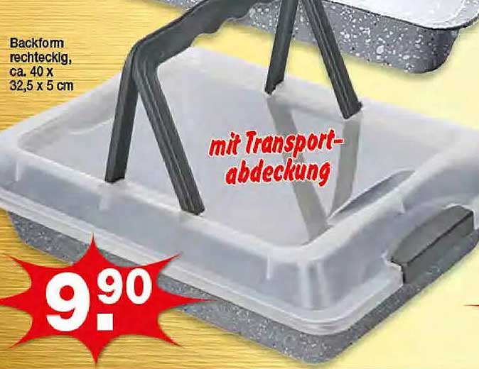 Backform rechteckig mit Transportabdeckung