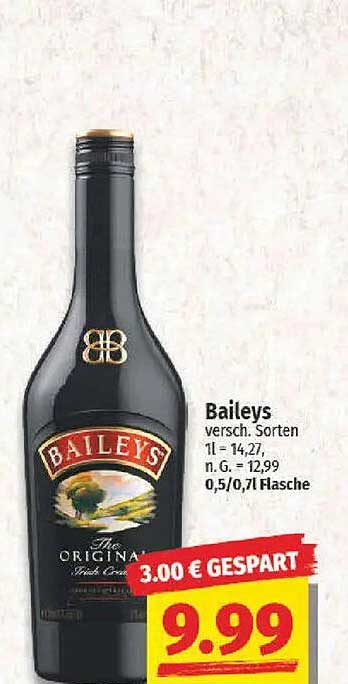 Baileys verschiedene Sorten, 0,5/0,7l Flasche
