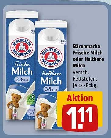 Bärenmarke Frische Milch oder Haltbare Milch 1-L-Pckg
