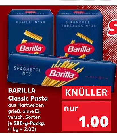 BARILLA Classic Pasta - Spaghetti, Fusilli und Girandole
