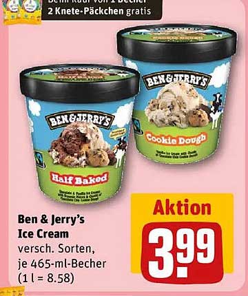 Ben & Jerry's Eiscreme – verschiedene Sorten, je 465-ml-Becher