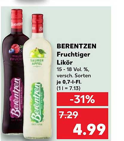 BERENTZEN Fruchtiger Likör 0,7 l - Verschiedene Sorten