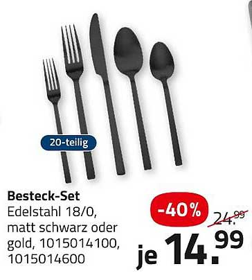 Besteck-Set 20-teilig aus Edelstahl 18/0 in Matt Schwarz oder Gold
