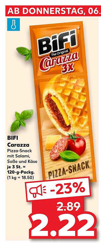 BIFI Carazza Pizza-Snack mit Salami, Soße und Käse je 3 St. 120-g-Packung
