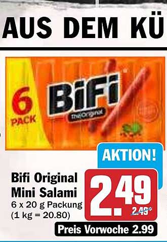 Bifi Original Mini Salami 6 x 20 g Packung