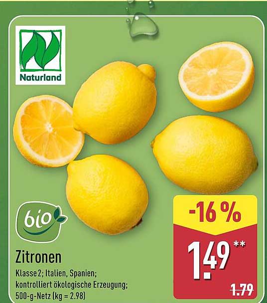 Bio-Zitronen 500 g - Klasse 2 aus Italien und Spanien