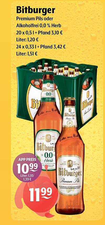 Bitburger Premium Pils oder Alkoholfrei 0,0 % Herb