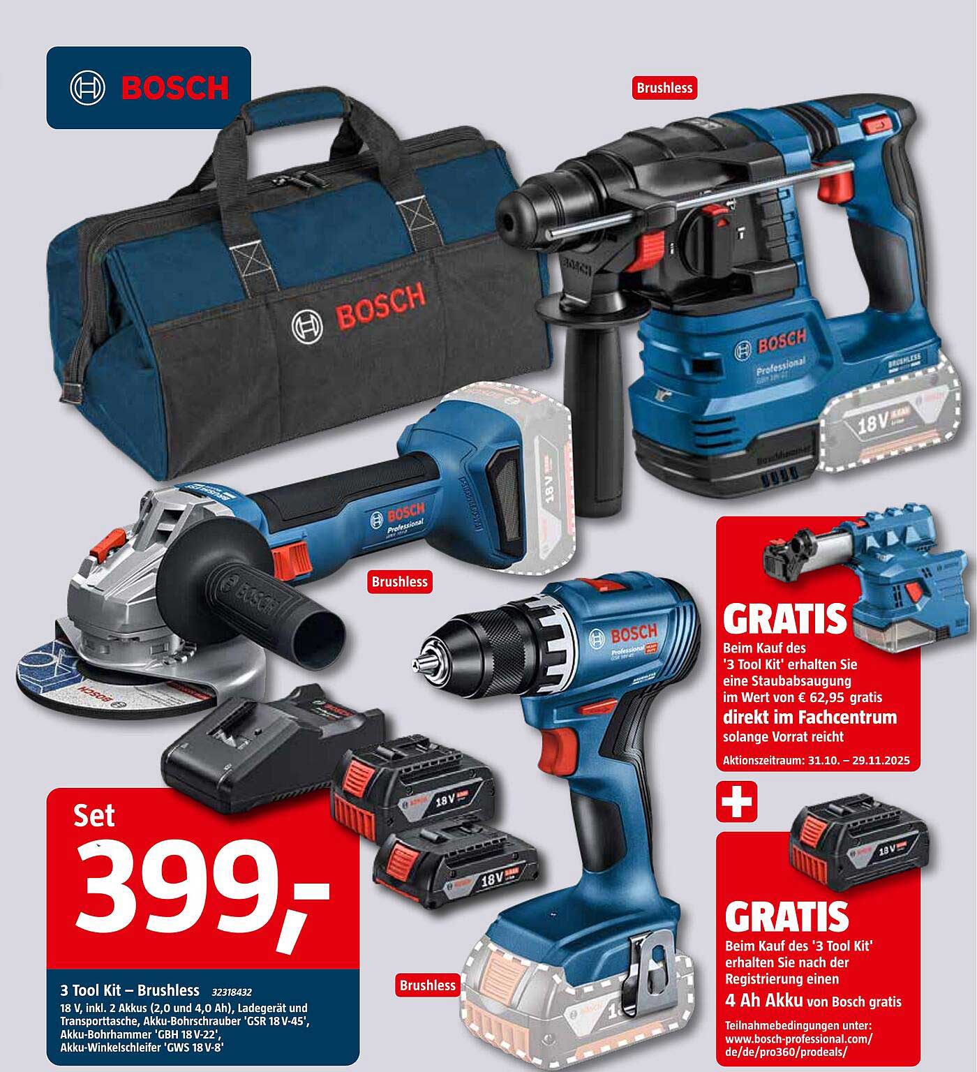 BOSCH 3 Tool Kit – Brushless