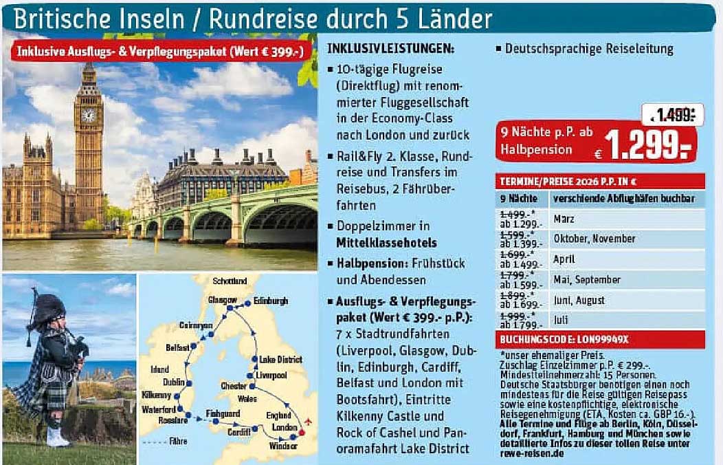 Britische Inseln / Rundreise durch 5 Länder