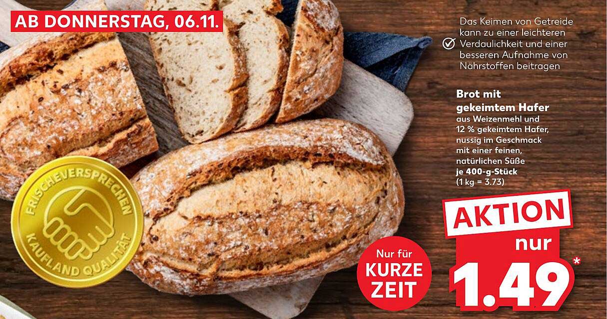 Brot mit gekeimtem Hafer