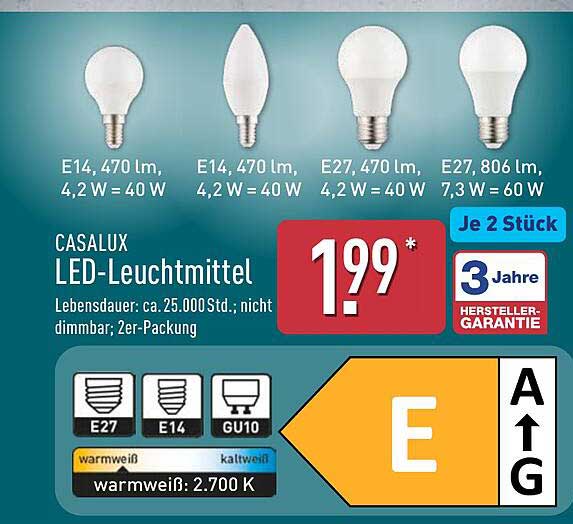 CASALUX LED-Leuchtmittel 2er-Packung