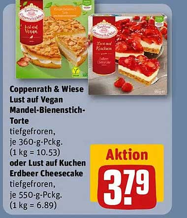 Coppenrath & Wiese Lust auf Vegan Mandel-Bienenstich-Torte oder Lust auf Kuchen Erdbeer Cheesecake