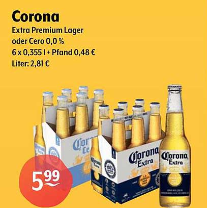 Corona Extra Premium Lager oder Cero 0,0 %
