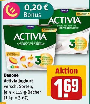 Danone Activia Joghurt verschiedene Sorten, je 4 x 115-g-Becher