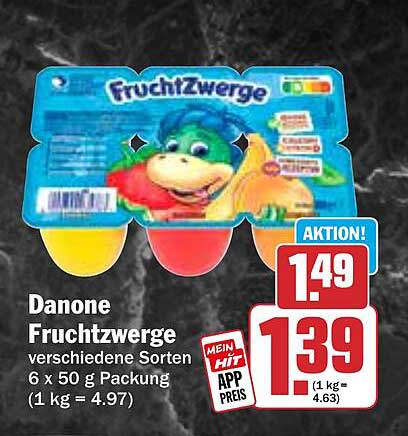 Danone FruchtZwerge verschiedene Sorten 6 x 50 g Packung