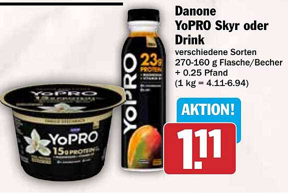 Danone YoPRO Skyr oder Drink - verschiedene Sorten 270-160 g