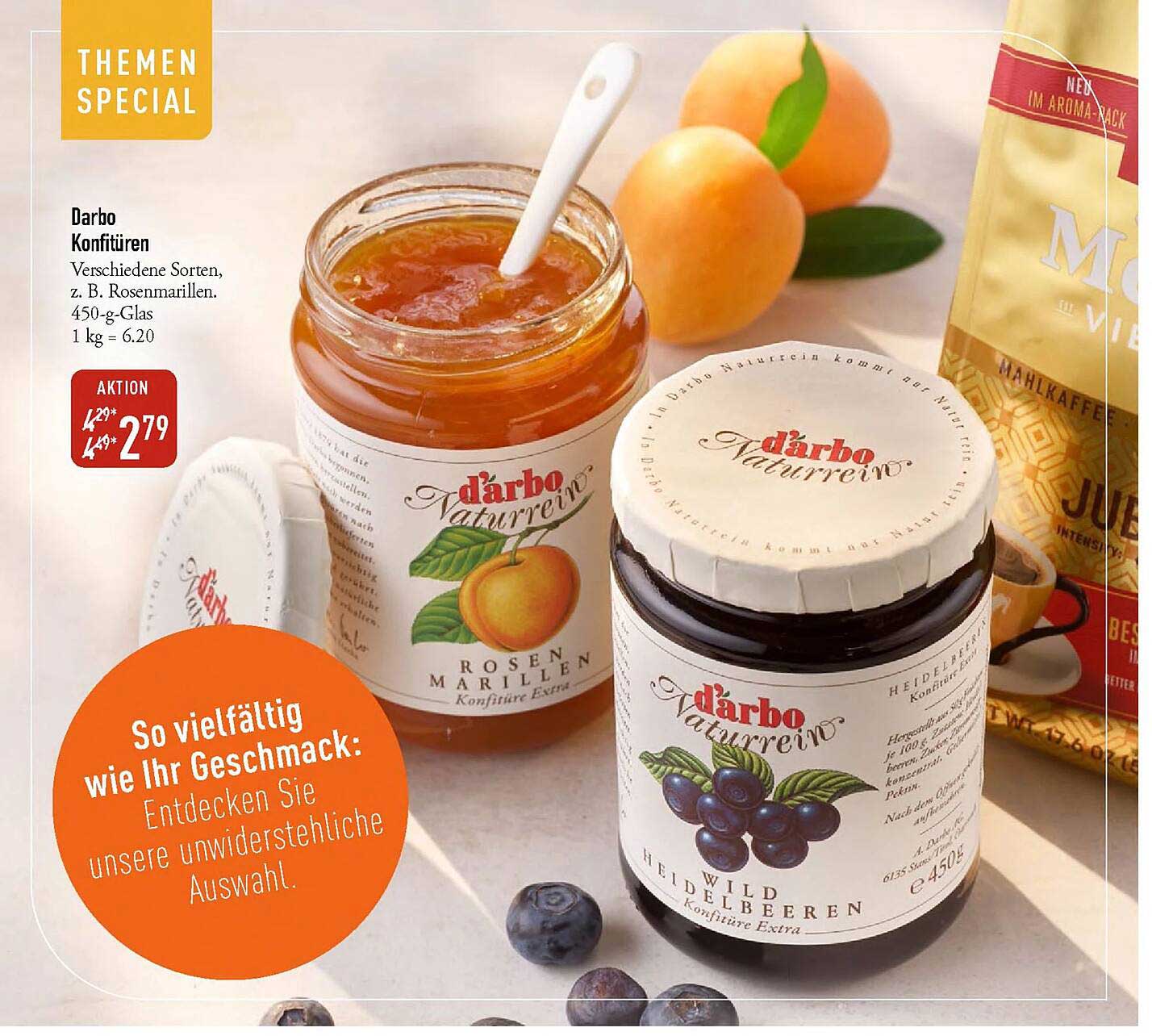 Darbo Konfitüren – verschiedene Sorten, z. B. Rosenmarillen