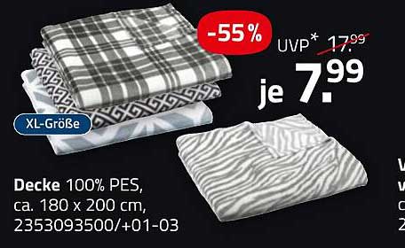 Decke 100% PES, ca. 180 x 200 cm, je 7,99