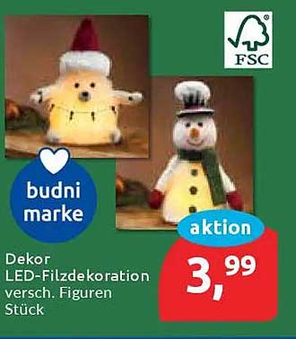 Deko LED-Filzdekoration verschiedene Figuren