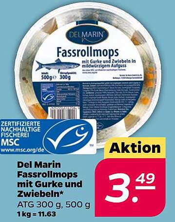 Del Marin Fassrollmops mit Gurke und Zwiebeln - 500 g