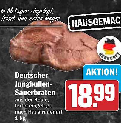 Deutscher Jungbullen-Sauerbraten aus der Keule, fertig eingelegt, nach Hausfrauenart 1 kg
