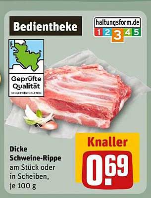 Dicke Schweine-Rippe am Stück oder in Scheiben, je 100 g