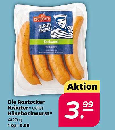 Die Rostocker Kräuter- oder Käsebockwurst* 400 g