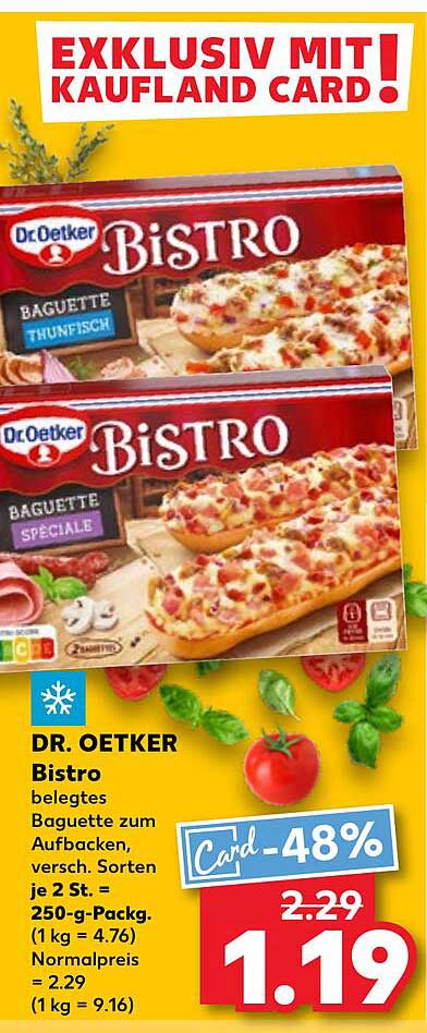 Dr. Oetker Bistro belegtes Baguette zum Aufbacken, verschiedene Sorten