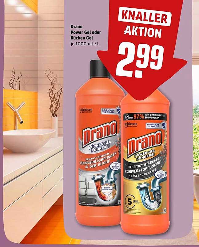 Drano Power Gel oder Küchen Gel je 1000-ml-Fl.