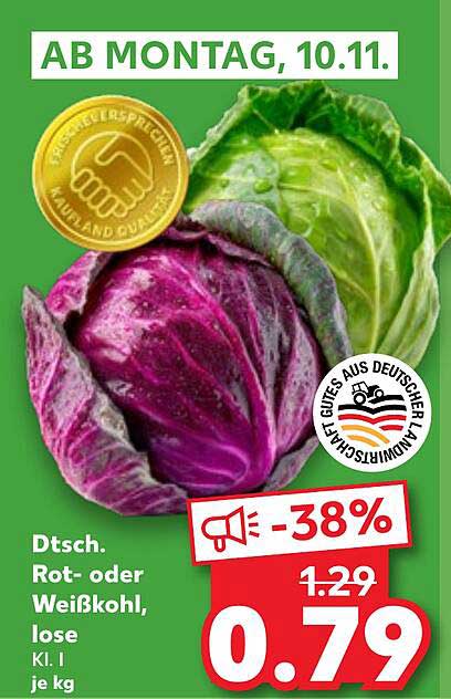 Dt. Rot- oder Weißkohl, lose, 1 kg