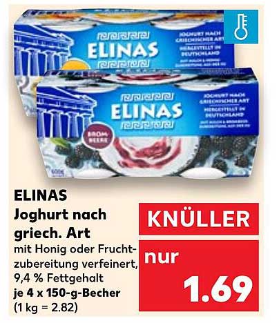 ELINAS Joghurt nach griech. Art mit Honig oder Fruchtzubereitung