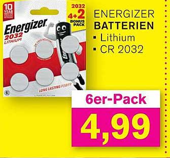 ENERGIZER BATTERIEN - Lithium CR 2032 im 6er-Pack