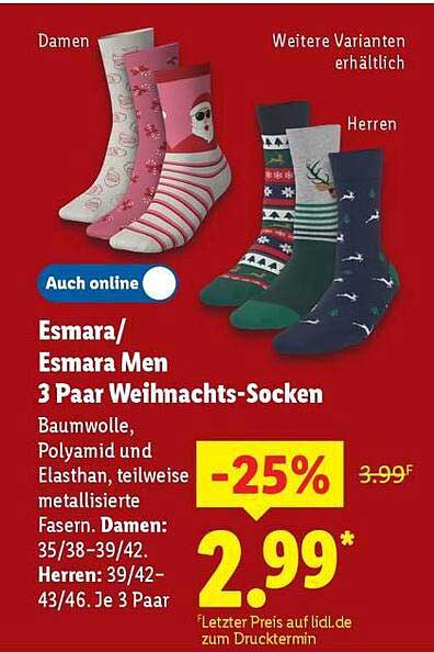 Esmara Men 3 Paar Weihnachts-Socken