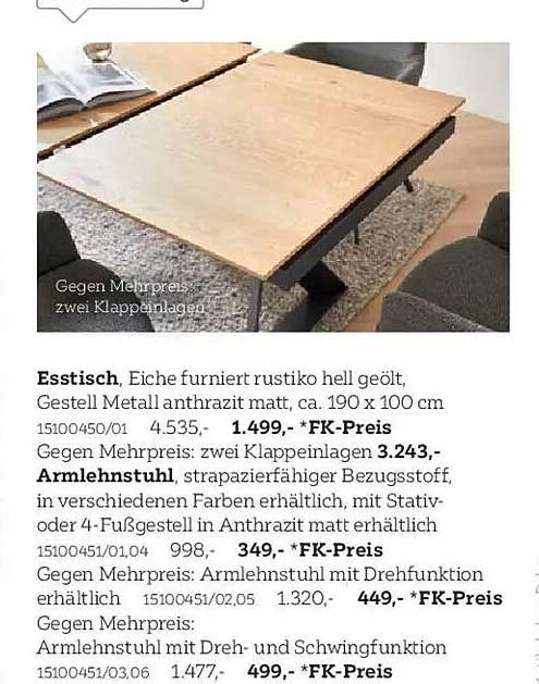 Esstisch Eiche furniert rustiko hell geölt mit Metallgestell anthrazit matt