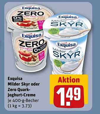 Exquisa Milder Skyr oder Zero Quark-Joghurt-Creme je 400-g-Becher