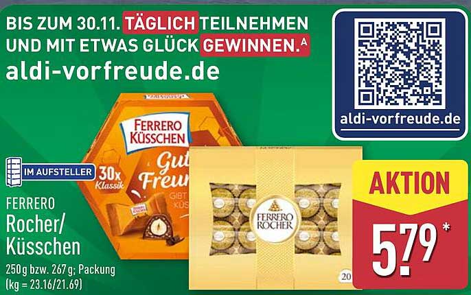 FERRERO Rocher/Küsschen 250 g bzw. 267 g