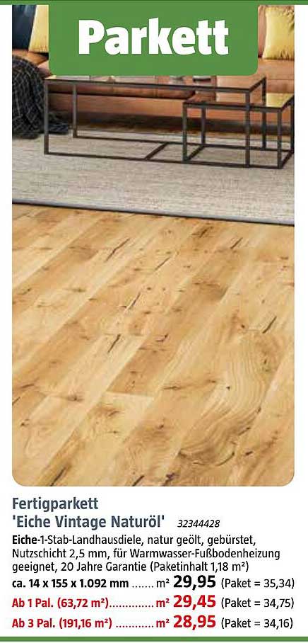 Fertigparkett 'Eiche Vintage Naturöl'