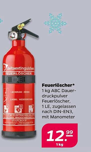 Feuerlöscher* 1 kg ABC Dauerdruckpulver