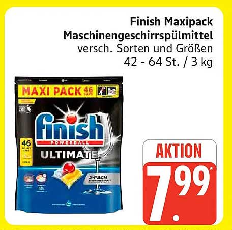 Finish Maxipack Maschinen Geschirrspülmittel, verschiedene Sorten und Größen