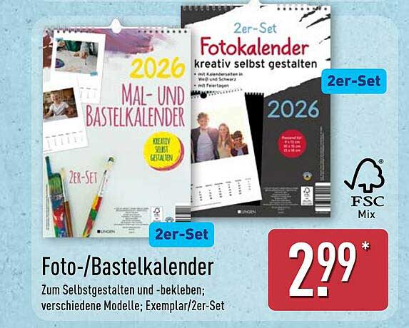 Foto-/Bastelkalender 2026 - 2er-Set