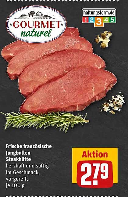 Frische französische Jungbullen Steakhüfte, je 100 g
