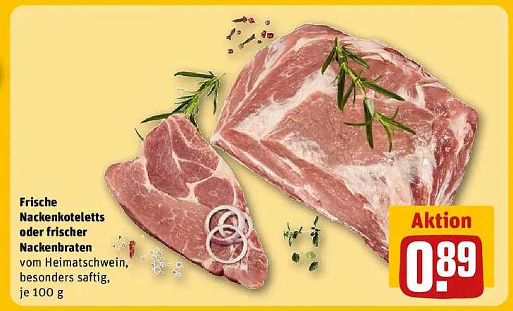 Frische Nackensteaks oder frischer Nackenbraten vom Heimatschwein