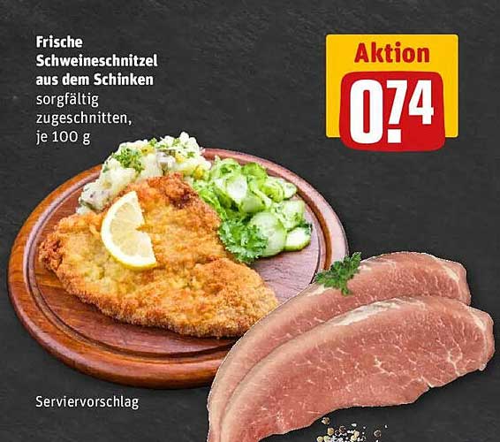 Frische Schnitzel aus dem Schinken, je 100 g