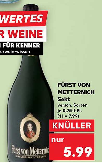 FÜRST VON METTERNICH Sekt - nur 5,99 €