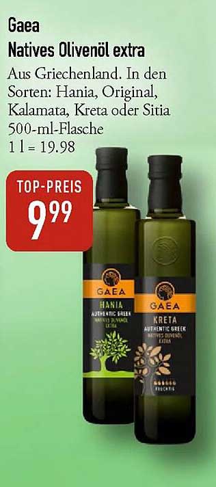 Gaea Natives Olivenöl extra 500-ml-Flasche - Top-Preis 9,99 €