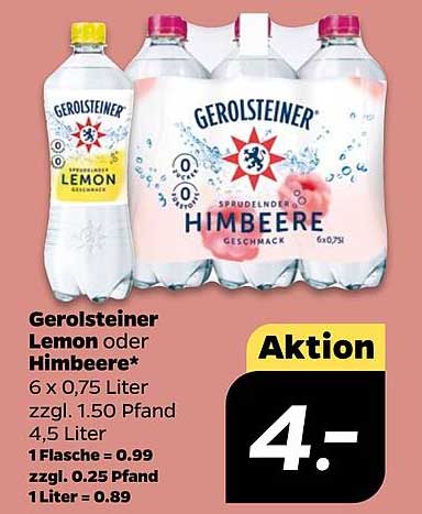 Gerolsteiner Mineralwasser 6 x 0,75 Liter - Lemon oder Himbeere