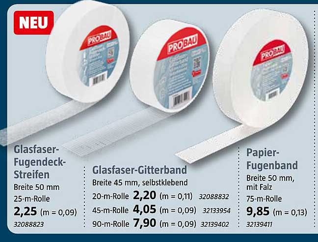 Glasfaser-Fugendek-streifen 50 mm, 25 m-Rolle