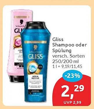 Gliss Shampoo oder Spülung verschiedene Sorten 250/200 ml