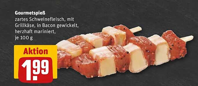 Gourmetspieß zartes Schweinefleisch in Bacon gewickelt